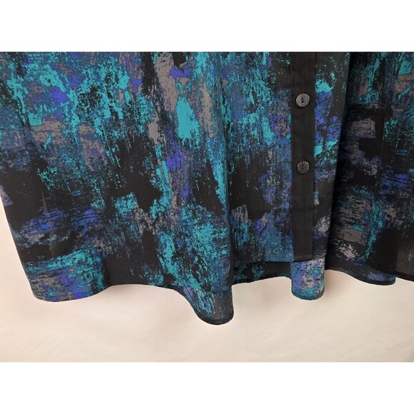 Catherines Women's Top Plus Size 4X Green V-Neck Long Sleeve Button Down Blouse - Picture 5 of 15